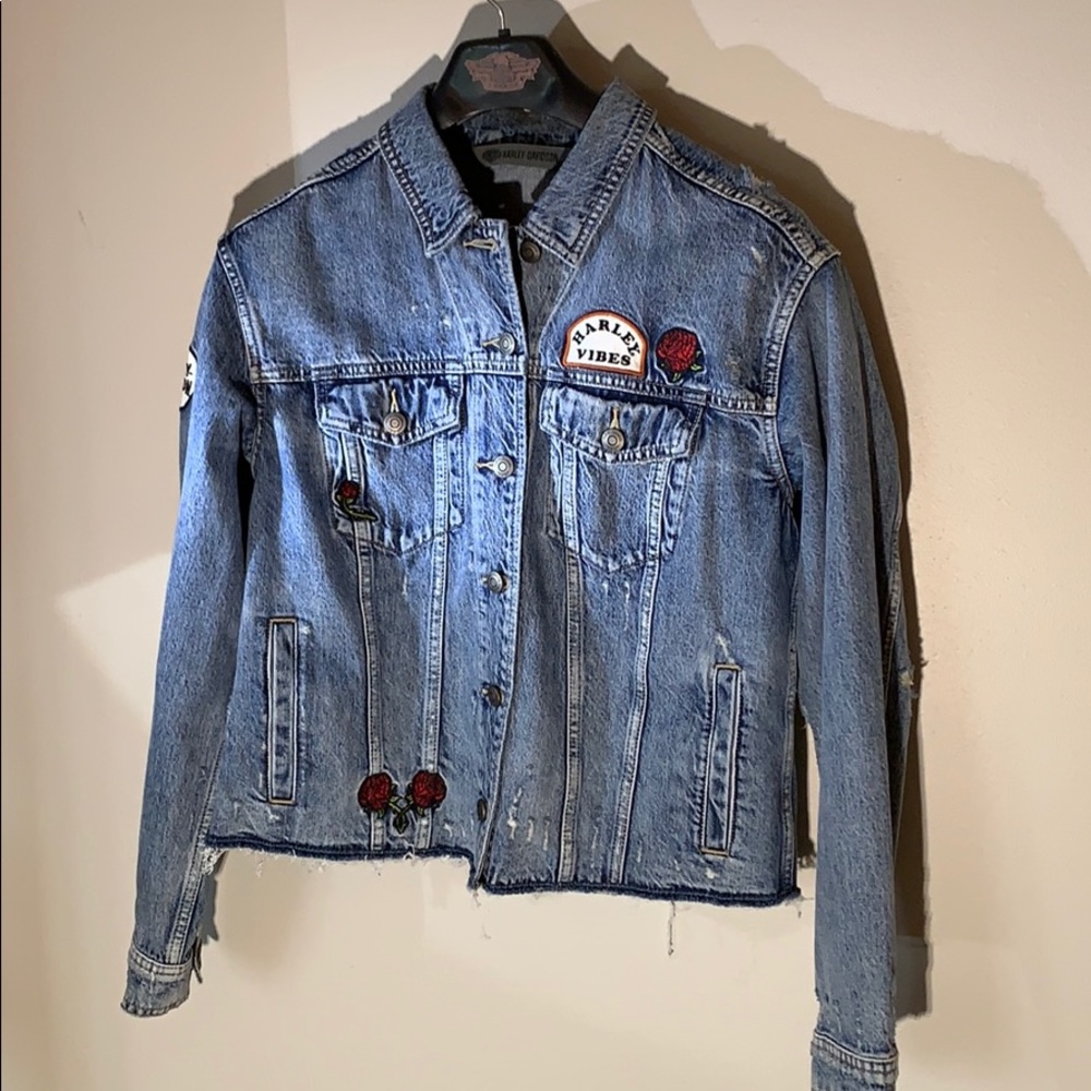 Harley-Davidson Rose and Snake Jean Jacket